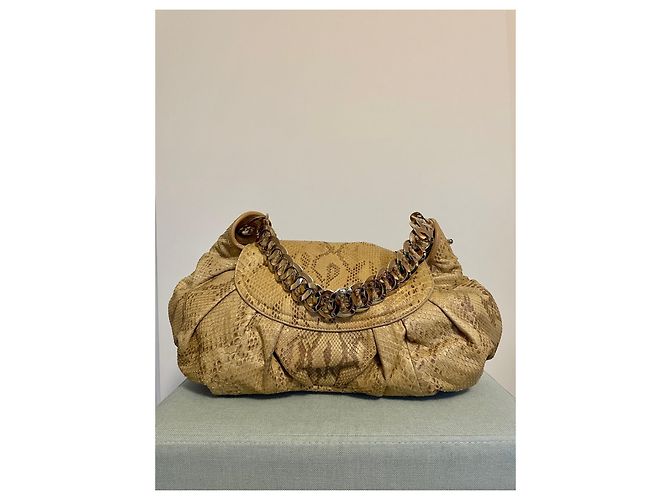 Dior Jazzclub-Tasche in Python (Begrenzte Auflage) Beige Gold hardware - Ansicht 2