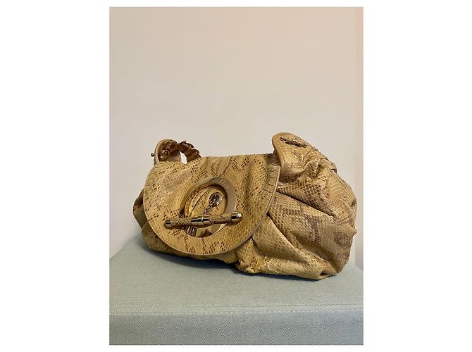Dior Jazzclub-Tasche in Python (Begrenzte Auflage) Beige Gold hardware - Ansicht 3