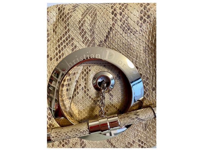 Dior Jazzclub-Tasche in Python (Begrenzte Auflage) Beige Gold hardware - Ansicht 5