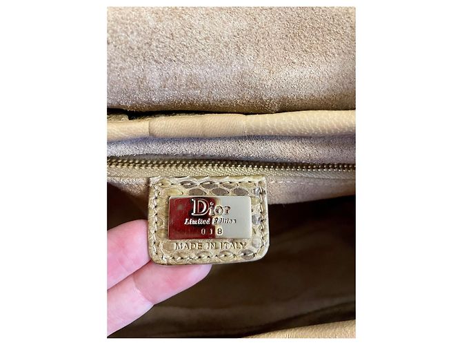 Dior Jazzclub-Tasche in Python (Begrenzte Auflage) Beige Gold hardware - Ansicht 7