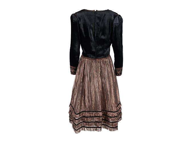 Lancetti Vintage-Kleid aus Schimmer und Samt Schwarz - Ansicht 2