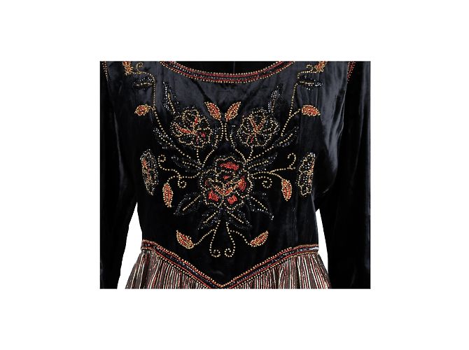 Lancetti Vintage-Kleid aus Schimmer und Samt Schwarz - Ansicht 3