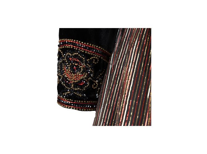 Lancetti Vintage-Kleid aus Schimmer und Samt Schwarz - Ansicht 4