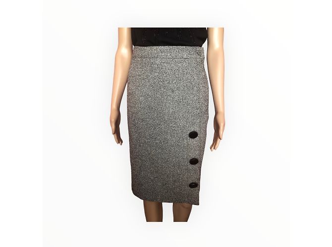 YVES SAINT LAURENT Gonne T.fr 36 WOOL Grigio - vista 11