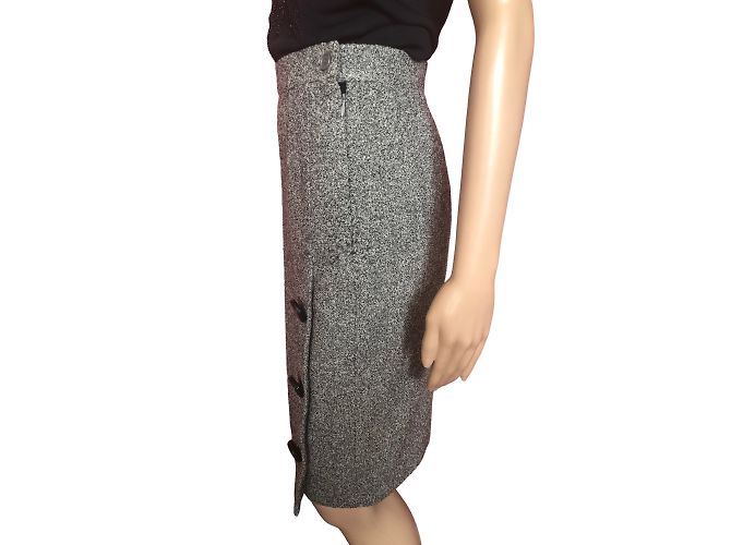 YVES SAINT LAURENT Gonne T.fr 36 WOOL Grigio - vista 5