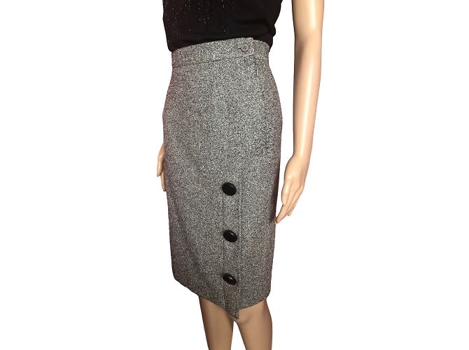 YVES SAINT LAURENT Gonne T.fr 36 WOOL Grigio - vista 6