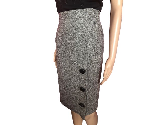 YVES SAINT LAURENT Gonne T.fr 36 WOOL Grigio - vista 7