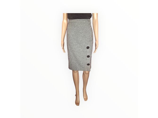 YVES SAINT LAURENT Gonne T.fr 36 WOOL Grigio - vista 8
