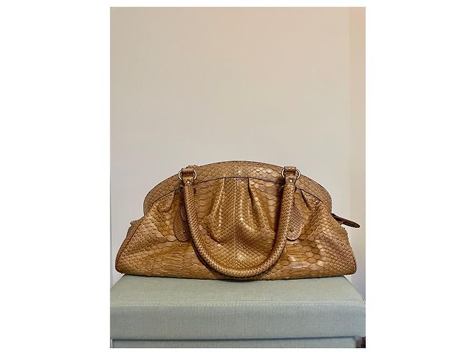 Bolsa Dior My Dior em pele de python camel Hardware prateado Camelo - vista 4