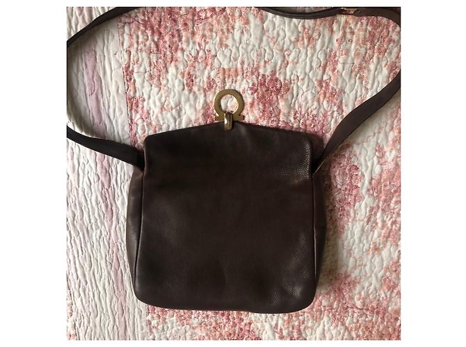 Sac à main Salvatore Ferragamo en cuir marron foncé - vue 11