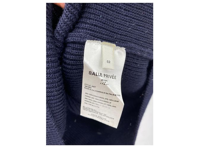Autre Marque Nicht Signiert / Unsignierte Strickwaren und Sweatshirts T.FR 52 Wolle Marineblau - Ansicht 4