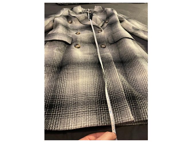 Autre Marque Abrigo Dixie de lana con estampado tartán a cuadros Negro Blanco Gris - vista 11