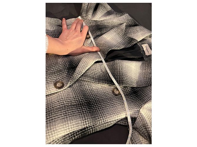 Autre Marque Abrigo Dixie de lana con estampado tartán a cuadros Negro Blanco Gris - vista 13
