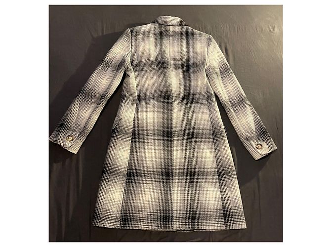 Autre Marque Abrigo Dixie de lana con estampado tartán a cuadros Negro Blanco Gris - vista 19