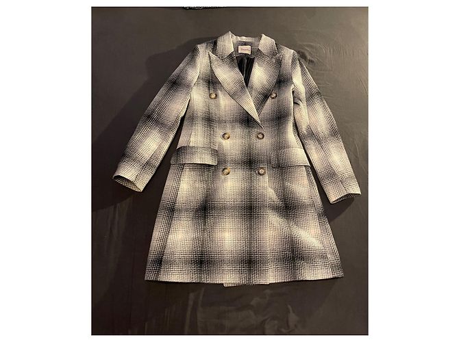 Autre Marque Abrigo Dixie de lana con estampado tartán a cuadros Negro Blanco Gris - vista 2