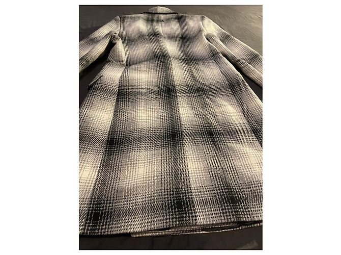 Autre Marque Abrigo Dixie de lana con estampado tartán a cuadros Negro Blanco Gris - vista 21