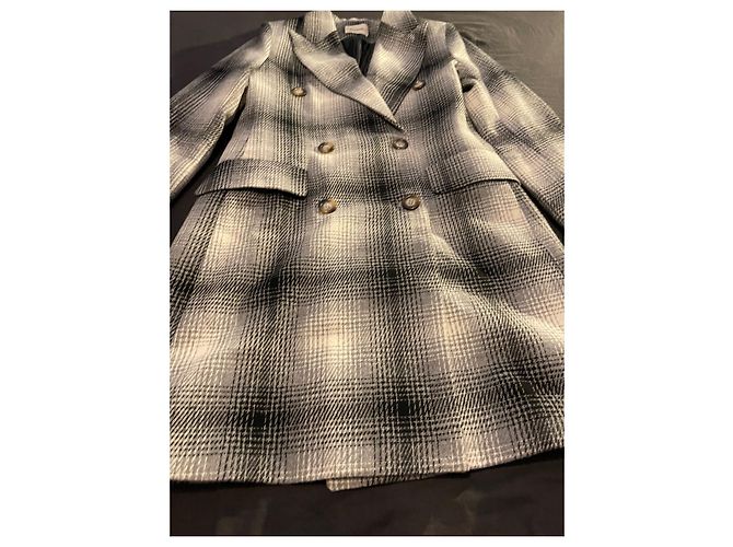 Autre Marque Abrigo Dixie de lana con estampado tartán a cuadros Negro Blanco Gris - vista 3