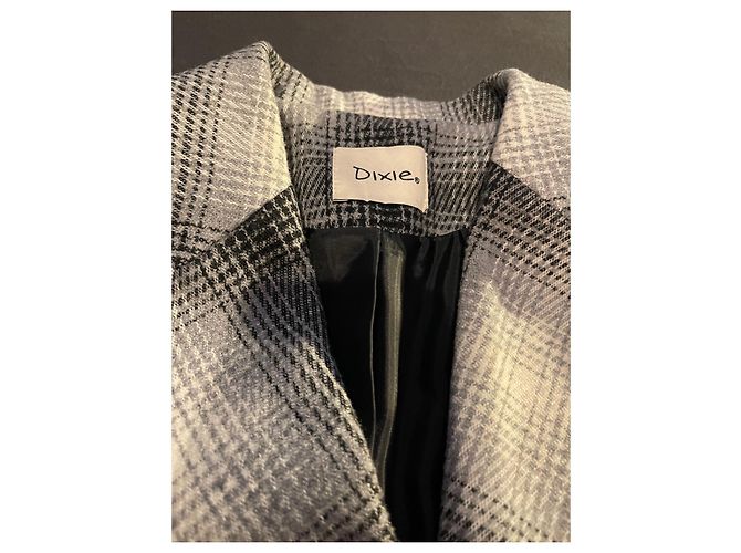 Autre Marque Abrigo Dixie de lana con estampado tartán a cuadros Negro Blanco Gris - vista 5