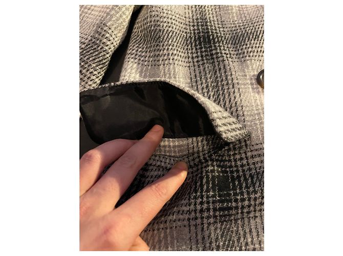 Autre Marque Abrigo Dixie de lana con estampado tartán a cuadros Negro Blanco Gris - vista 6