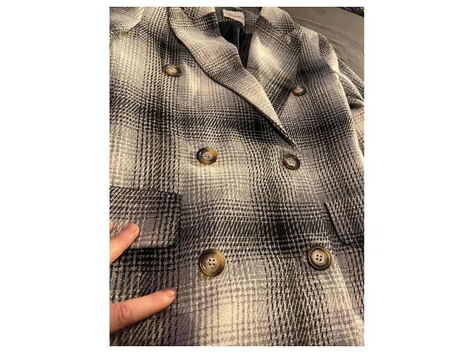 Autre Marque Abrigo Dixie de lana con estampado tartán a cuadros Negro Blanco Gris - vista 7