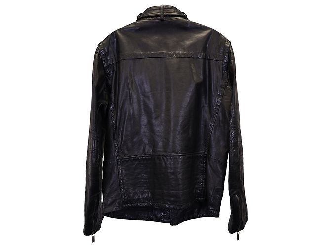 Giacca Moto Kenzo con zip frontale in pelle di vitello nera Nero - vista 2