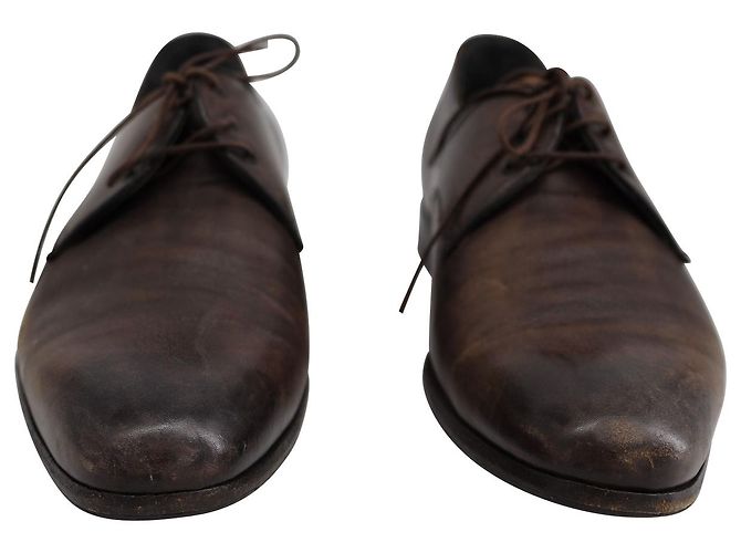 Oxford stringate Lanvin in pelle di vitello marrone - vista 2