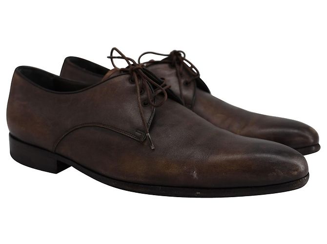 Oxford stringate Lanvin in pelle di vitello marrone - vista 4