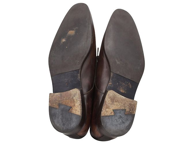 Oxford stringate Lanvin in pelle di vitello marrone - vista 5