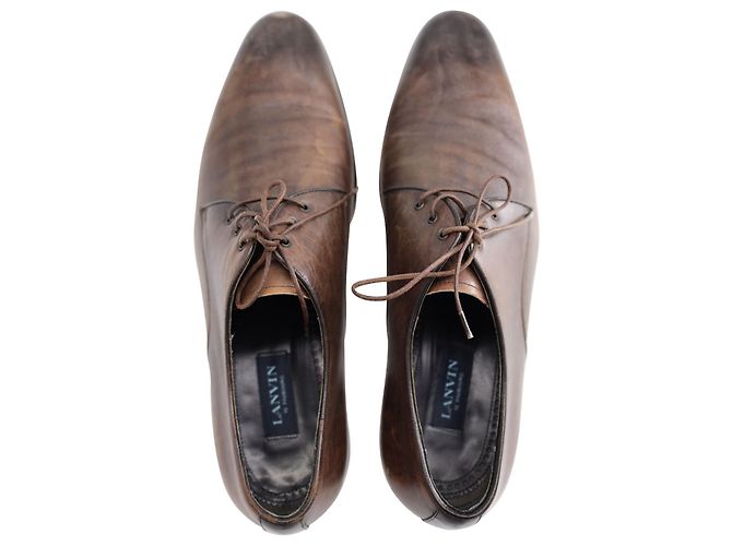 Oxford stringate Lanvin in pelle di vitello marrone - vista 6