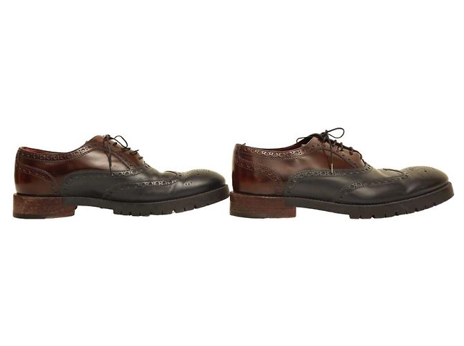 Louis Vuitton Scarpe stringate oxford brogue in pelle blu e bordeaux da uomo 8.5 Rosso - vista 4