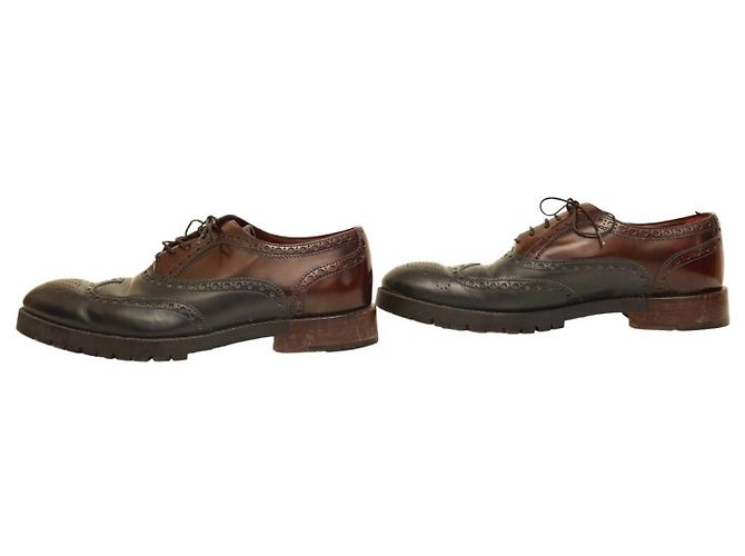 Louis Vuitton Scarpe stringate oxford brogue in pelle blu e bordeaux da uomo 8.5 Rosso - vista 5