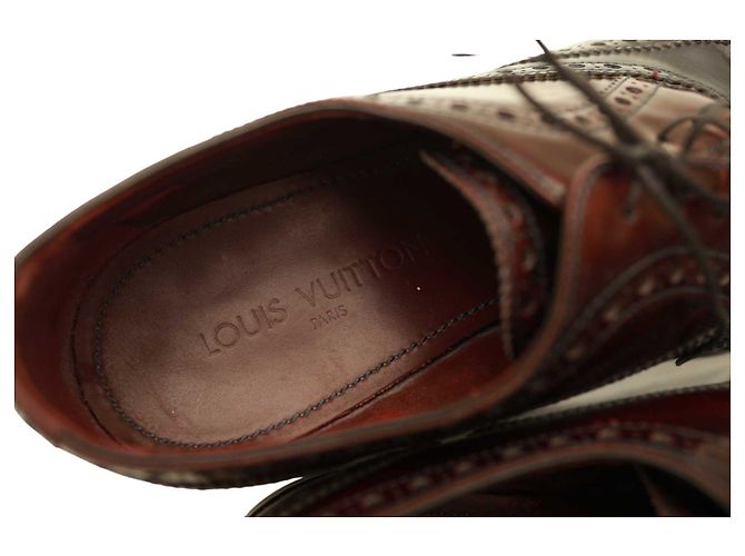 Louis Vuitton Scarpe stringate oxford brogue in pelle blu e bordeaux da uomo 8.5 Rosso - vista 9