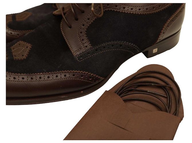 Louis Vuitton Scarpe stringate oxford brogue in pelle scamosciata blu da uomo 8 Marrone - vista 10