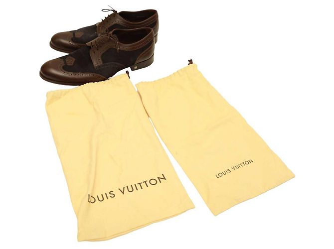 Louis Vuitton Scarpe stringate oxford brogue in pelle scamosciata blu da uomo 8 Marrone - vista 11