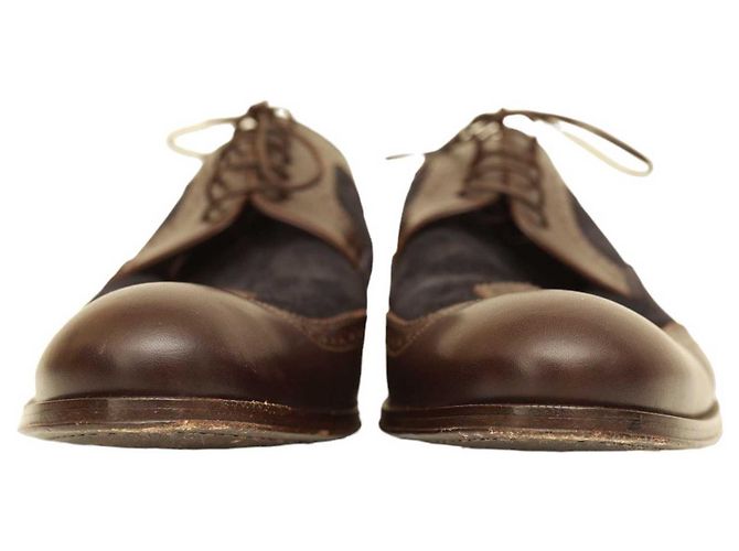 Louis Vuitton Scarpe stringate oxford brogue in pelle scamosciata blu da uomo 8 Marrone - vista 2