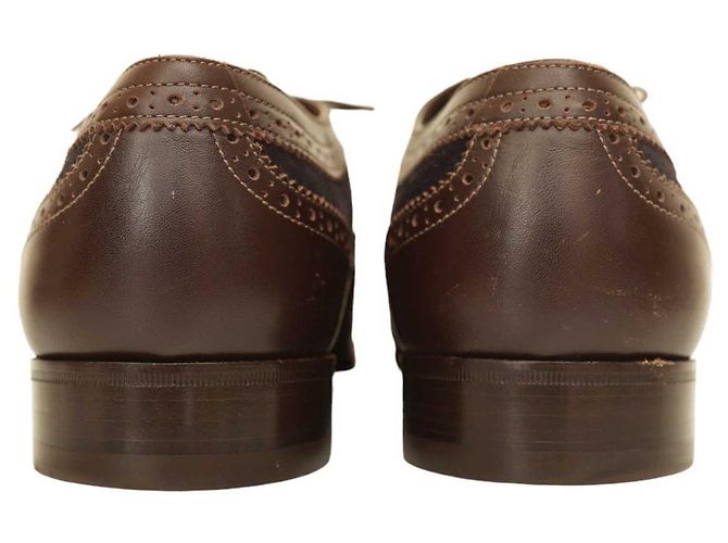Louis Vuitton Scarpe stringate oxford brogue in pelle scamosciata blu da uomo 8 Marrone - vista 3
