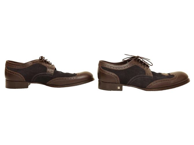 Louis Vuitton Scarpe stringate oxford brogue in pelle scamosciata blu da uomo 8 Marrone - vista 5