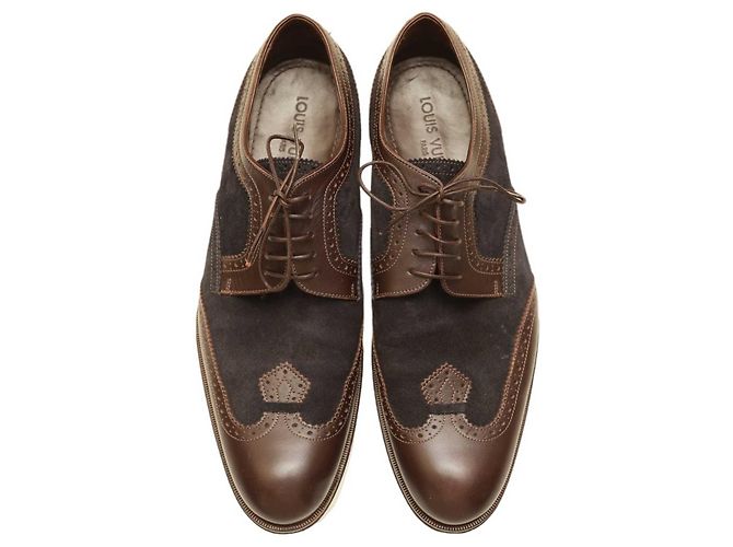 Louis Vuitton Scarpe stringate oxford brogue in pelle scamosciata blu da uomo 8 Marrone - vista 6