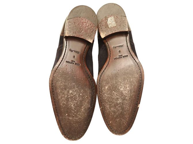 Louis Vuitton Scarpe stringate oxford brogue in pelle scamosciata blu da uomo 8 Marrone - vista 7