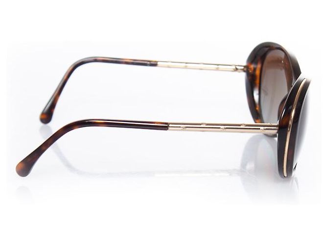 Chanel, Gafas de sol ovaladas marrones Castaño - vista 3