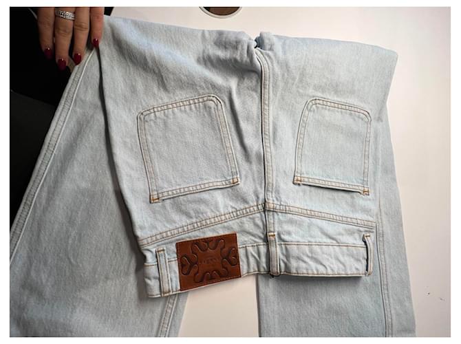 Jeans anchos Sandro azules de algodón con bolsillos bordados - vista 10