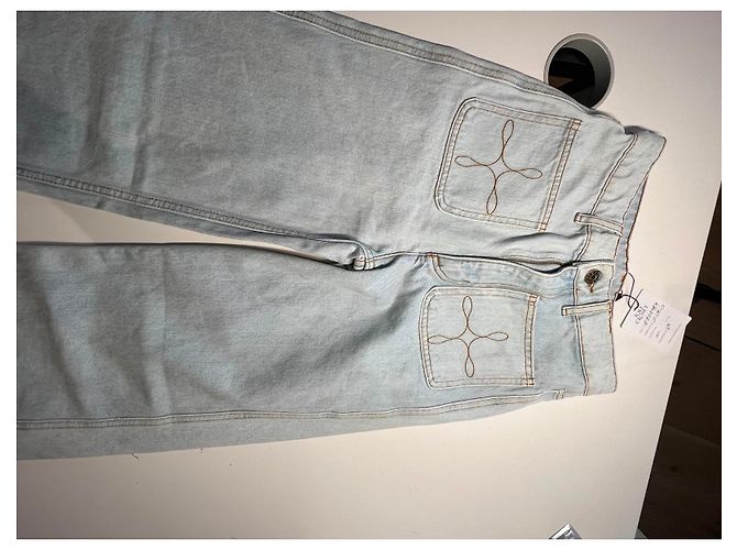 Jeans anchos Sandro azules de algodón con bolsillos bordados - vista 11