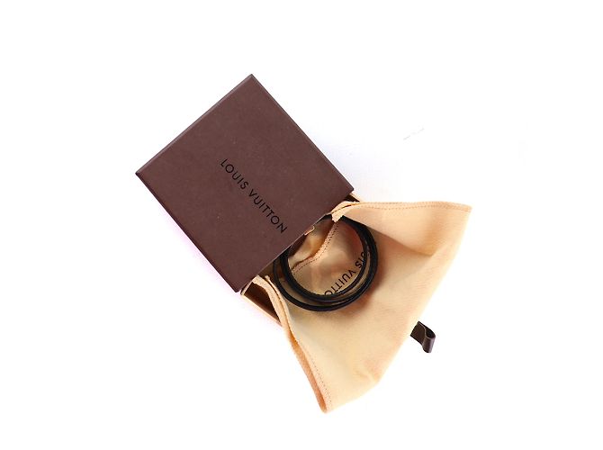 LOUIS VUITTON - Bracciale triplo in pelle nera Nero - vista 6