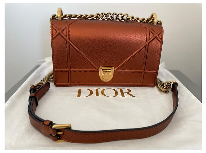 Borsa a tracolla Christian Dior Diorama Pelle Bronzo - vista 2