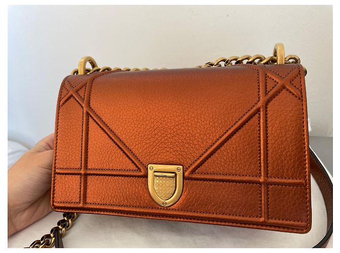 Borsa a tracolla Christian Dior Diorama Pelle Bronzo - vista 4