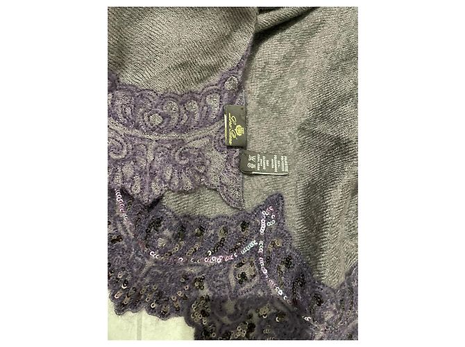 Stola Loro Piana in cashmere viola con paillettes Porpora - vista 10