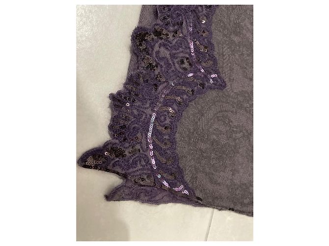 Stola Loro Piana in cashmere viola con paillettes Porpora - vista 2