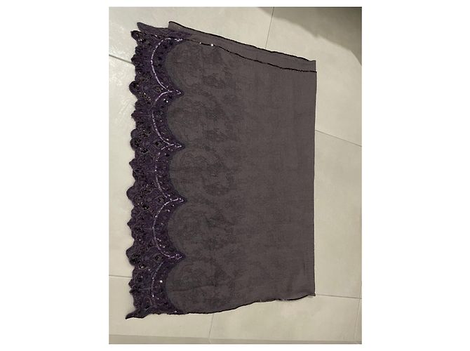 Stola Loro Piana in cashmere viola con paillettes Porpora - vista 7