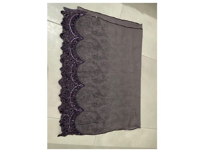 Stola Loro Piana in cashmere viola con paillettes Porpora - vista 8