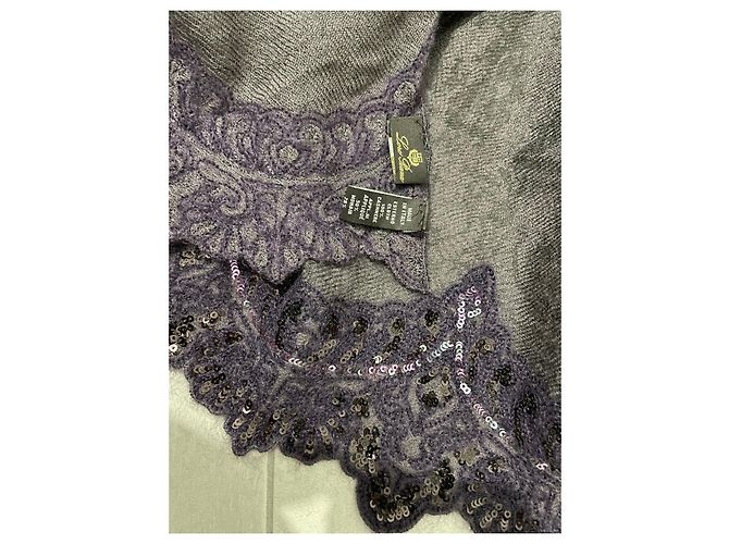 Stola Loro Piana in cashmere viola con paillettes Porpora - vista 9
